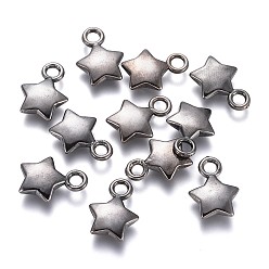 Gunmetal CCB Plastic Charms, Star, Gunmetal, 13.5x10x3mm, Hole: 2mm