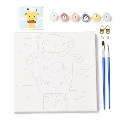 Жирафа Наборы для цифровой живописи DIY с рисунком жирафа, включая деревянную доску, кисти с деревянной ручкой, смешанный пигмент, застежки и винты из сплава, 8~197x4.5~199x2~16 мм, отверстие : 2.7~9.5 мм, 13 шт / комплект