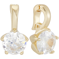 Настоящее золото 18K 8подвески из латуни с микропаве из кубического циркония, плоско-круглые, реальный 18 k позолоченный, 12.5x7x6 мм, отверстие : 3x3.5 мм