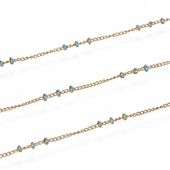 Светло-Голубой Ионное покрытие (ip) 304 бордюрные цепи из нержавеющей стали, спутниковые сети, с эмалью и катушкой, пайки, долговечный, реальный 18 k позолоченный, Небесно-голубой, 1.5x1x0.1 мм, около 32.8 футов (10 м) / рулон