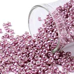 (553) Galvanized Pink TOHO Round Seed Beads, Japanese Seed Beads, (553) Galvanized Pink, 8/0, 3mm, Hole: 1mm, about 222pcs/bottle, 10g/bottle
