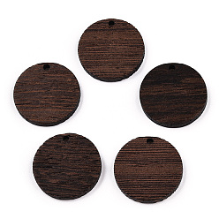 Кокосово-Коричневый Подвески из натурального дерева венге, неокрашенными, плоские круглые прелести, кокосового коричневый, 25x3.5 мм, отверстие : 2 мм