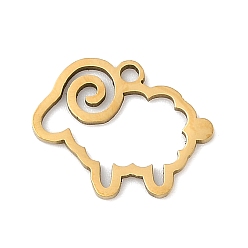 Настоящее золото 18K 201 подвески из нержавеющей стали, овечьи прелести, реальный 18 k позолоченный, 12.5x16x1 мм, отверстие : 1.4 мм