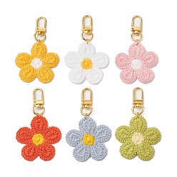 (52) Непрозрачная лаванда 6шт 6цвета цветок полиэстер подвеска украшение, Поворотные застежки-брелки для украшения сумок, разноцветные, 84.5 мм, 1 шт / цвет