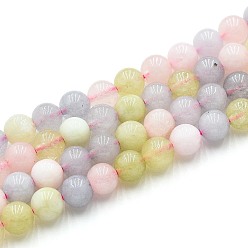 (52) Непрозрачная лаванда Природного кварца нитей бисера, окрашенные, круглые, имитация морганита, разноцветные, 6~6.5 мм, отверстие : 0.9~1 мм, около 60~63 шт / нитка, 14.96~15.35 дюйм (38~39 см)