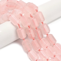 Розовый Кварц Природного розового кварца нитей бисера, граненые, колонка, 13~14x9~9.5x9~9.5 мм, отверстие : 1 мм, около 25 шт / нитка, 16.26 дюйм (41.3 см)