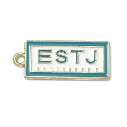 Rectangle Подвески из эмалевого сплава в стиле mbti, золотые, прямоугольник со словом estj, 11.5x28x1.5 мм, отверстие : 1.8 мм