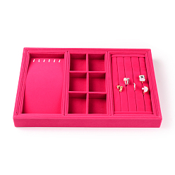 Tief rosa Samt und Holz Schmuck Display, für Ringe, , Rechteck, tief rosa, 35x24x3 cm