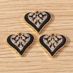 Сердце Подвески из эмали и сплава, со стразами, золотые, сердце, 21x16 мм, 10 шт / комплект