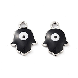 Черный Подвески из эмали и сплава, рука хамса с оберегом от сглаза, без кадмия, без никеля и без свинца, античное серебро, чёрные, 16.5x12.5x3 мм, отверстие : 2 мм