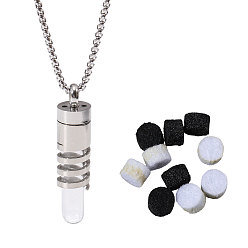 Нержавеющая Сталь Цвет 1 шт. 316 подвеска в виде полой колонны из нержавеющей стали в виде флакона для духов, с 10круглыми ватными дисками для распыления эфирных масел, цвет нержавеющей стали, 27.76 дюйм (70.5 см)