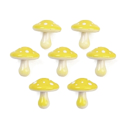 Желтый Непрозрачные акриловые бусины, гриб, желтые, 22x22~23 мм, отверстие : 2.5 мм