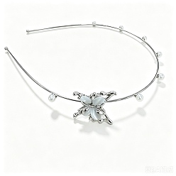 Rauch weiss Legierungshaarbänder, Schmetterling, mit Glashaar-Accessoires für Frauen und Mädchen, Rauch weiss, 130 mm