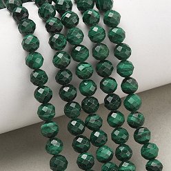 Малахит Природного малахита бисер нитей, граненые, круглые, класс А, 6x5.5 мм, отверстие : 0.8 мм, около 70 шт / нитка, 15.59'' (39.6 см)