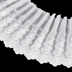 Белый 5 ярдов хлопчатобумажных тканей с вышитыми цветами, аксессуары, белые, 220 мм