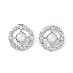 Нержавеющая Сталь Цвет 304 серьги-пусеты из пластиковых бусин из нержавеющей стали, круглые, цвет нержавеющей стали, 22.2 мм