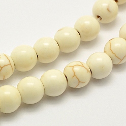 Бежевый Синтетических нитей бирюзовые бусы, окрашенные, круглые, бежевые, 4x3~3.5 мм, отверстие : 1 мм, около 94 шт / нитка, 13.38 дюйм (34 см)