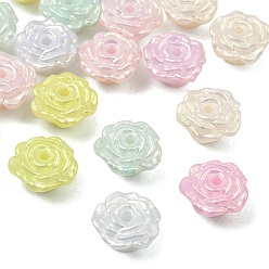 Mixed Color Opaque Acrylic Beads, Golden Sheen, Rose Flower, Mixed Color, 8x5mm, Hole: 1.2mm, about 3571pcs/500g