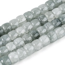 Светло-серый Выпечки нарисованные потрескивание стеклянные бусины пряди, баррель, светло-серый, 8~9x6~6.5 мм, отверстие : 1~1.2 мм, около 125~128 шт / нитка, 30.91~31.50 дюйм (78.5~80 см)