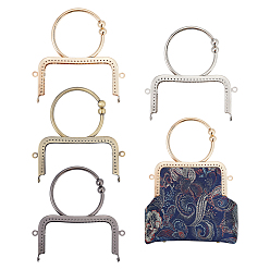 (52) Непрозрачная лаванда 4шт 4 цвета железная рамка для ручки кошелька, Для пошива сумки, Кольцевая форма, разноцветные, 150x135x19 мм, 1 шт / цвет