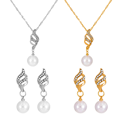 (52) Непрозрачная лаванда 2 цветные круглые пластиковые серьги-гвоздики с имитацией жемчуга и кристаллами, стразами и ожерельем с подвеской, комплект украшений из железа и сплава для женщин, разноцветные, 450 мм