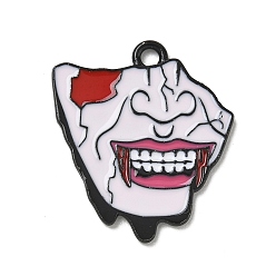 Lip Halloween Alloy Enamel Pendants, Black, Lip Charms, 25x22.5x1mm, Hole: 2mm