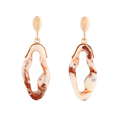 Oval Серьги-гвоздики из сплава и акрила, золотые, овальные, 53x20 мм