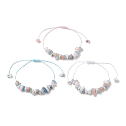 Mixed Stone 3Pcs Adjustable Natural Gemstone Braided Bracelet Sets for Women, Inner Diameter: 4 inch(10cm)