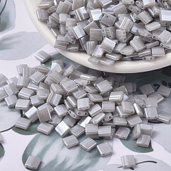 (TL526) Silver Gray Ceylon MIYUKI TILA Beads, Japanese Seed Beads, 2-Hole, (TL526) Silver Gray Ceylon, 5x5x1.9mm, Hole: 0.8mm, about 1180pcs/100g