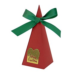 Box Рождественские треугольные бумажные подарочные коробки для конфет с принтом, коробки для упаковки конфет с золотыми бирками, коробки шоколадные рождественские подарки для гостей, красные, коробка, 6x6x15 см