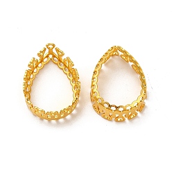 Золотой Латунные настройки для размещения кабошонов, открытая задняя панель, полая слеза с сердцем, золотые, лоток : 18x13 мм, 20x15x7 мм