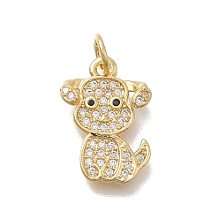 Собака Латунные микро проложить кубического циркония подвески, без кадмия и без свинца, стойки покрытие, долговечный, реальный 18 k позолоченный, собака, 15.5x11.5x3 мм, отверстие : 3.5 мм