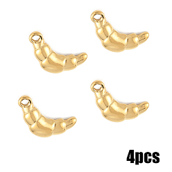 Echt 18 k vergoldet 4 Stk. 304 Edelstahlanhänger, Croissant-Anhänger, echt 18 k vergoldet, 17x9.5x2 mm, Bohrung: 1.6 mm