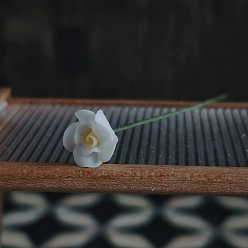 Белый Имитационная модель розы из смолы с железной проволокой, украшение куклы, аксессуары для ролевых игр, белые, 60x9 мм