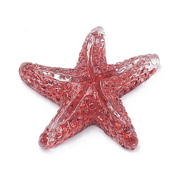 Индийский Красный Кабошоны из смолы, с блеском порошок, морская звезда / морские звезды, Индийская красная, 15~17x16~18x4~5.5 мм