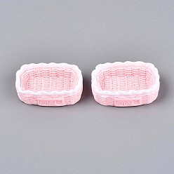 Pink Декор для корзин из ротанга из непрозрачной смолы, аксессуары для кукольного домика с микро-ландшафтом, притворяясь опорными украшениями, розовые, 50~50.5x33.5~34x13~15 мм