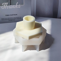 Белый Шестигранные подсвечники пищевые силиконовые формы, для бетона, изготовление подсвечника из гипса, белые, 93x105x49 мм, внутренний диаметр: 80x91x45 мм