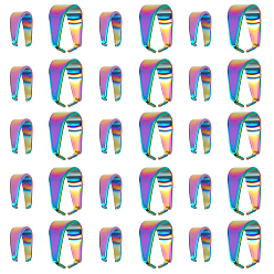 Rainbow Color 40 шт. 2 размер стойки покрытие 304 защелкивающиеся скобы из нержавеющей стали, Радуга цветов, 7~10x3~5 мм, штифты : 0.6 мм, 20шт / размер