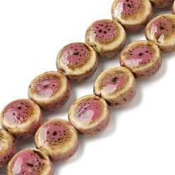 Фламинго Фарфора ручной работы бисер нитей, плоско-круглые, фламинго, 12.5~13x7 мм, отверстие : 1.5 мм, около 30 шт / нитка, 13.78'' (35 см)