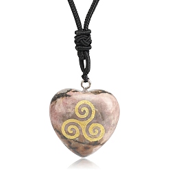 Родонит Ожерелья с подвеской из натурального родонита ко Дню Святого Патрика, сердце, 26.77 дюйм (68 см)