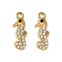 Sea Horse 304 прелести нержавеющей стали, с кубического циркония, ионное покрытие (ip), морской конек, 14.5x5.5x2.5 мм, отверстие : 1.2 мм