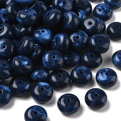 Dark Blue Two Tone Acrylic Beads, Imitation Gemstone Style, Rondelle, Dark Blue, 19.5x11mm, Hole: 2.5mm, about 165pcs/500g