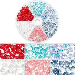 Mixed Color 150Pcs 6 Colors Transparent Glass Beads, with Glitter Powder, Pumpkin, Mixed Color, 8.5x8mm, Hole: 1.2mm