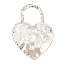 Antique Silver Tibetan Style Alloy Big Pendants, Hammered Heart Charms, Antique Silver, 81x54.5x4mm, Hole: 28x22mm
