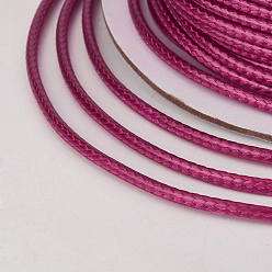 Medium Violet Red Eco-Friendly Korean Waxed Polyester Cord, Medium Violet Red, 2mm, about 90yards/roll(80m/roll)
