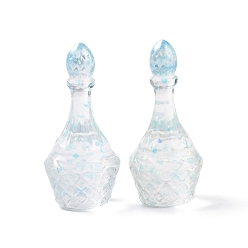 Светло-Голубой Муляж бутылки из прозрачной смолы кабошон, с блестками, Небесно-голубой, 33.5x15.5 мм