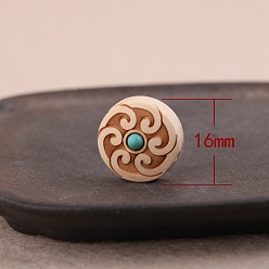 Weizen Pappelholzperlen, mit synthetischen Türkis, Weizen, 16x10 mm