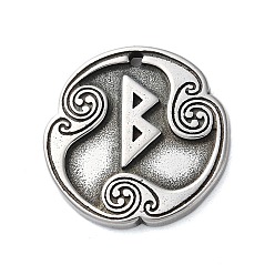 Античное Серебро Подвески из сплава с руническими буквами, круглые, античное серебро, 25x3 мм, отверстие : 1.6 мм