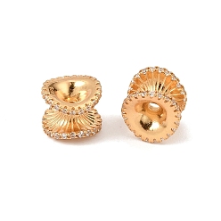 Real 18K Gold Plated 925 Sterling Silver Micro Pave Clear Cubic Zirconia Beads, Rack Plating, Long-Lasting Plated, Flower, Real 18K Gold Plated, 9x7.5mm, Hole: 1.4mm