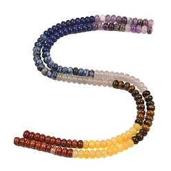 Gemischte Farbe Stränge aus natürlichen weißen Jade-, roten Jaspis-, Sodalith-, Sesamjaspis- und Amethystperlen, glatte Rondelle, gemischt gefärbt und ungefärbt, Gemischte Farbe, 8~8.5x5~5.5 mm, Bohrung: 1 mm, ca. 75~78 Stk. / Strang, 15.35'' (39~40 cm)